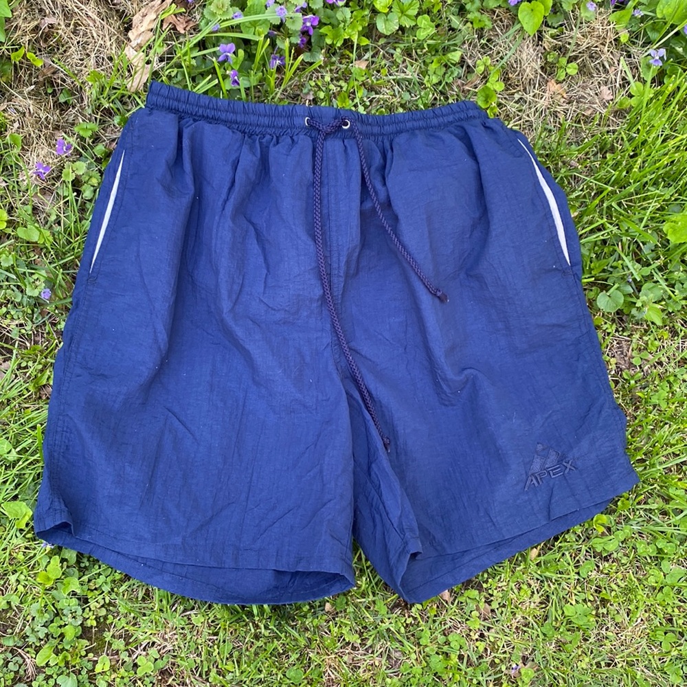 90s Apex Swim Trunks Adult Large Blue Bathing Suit Shorts Men